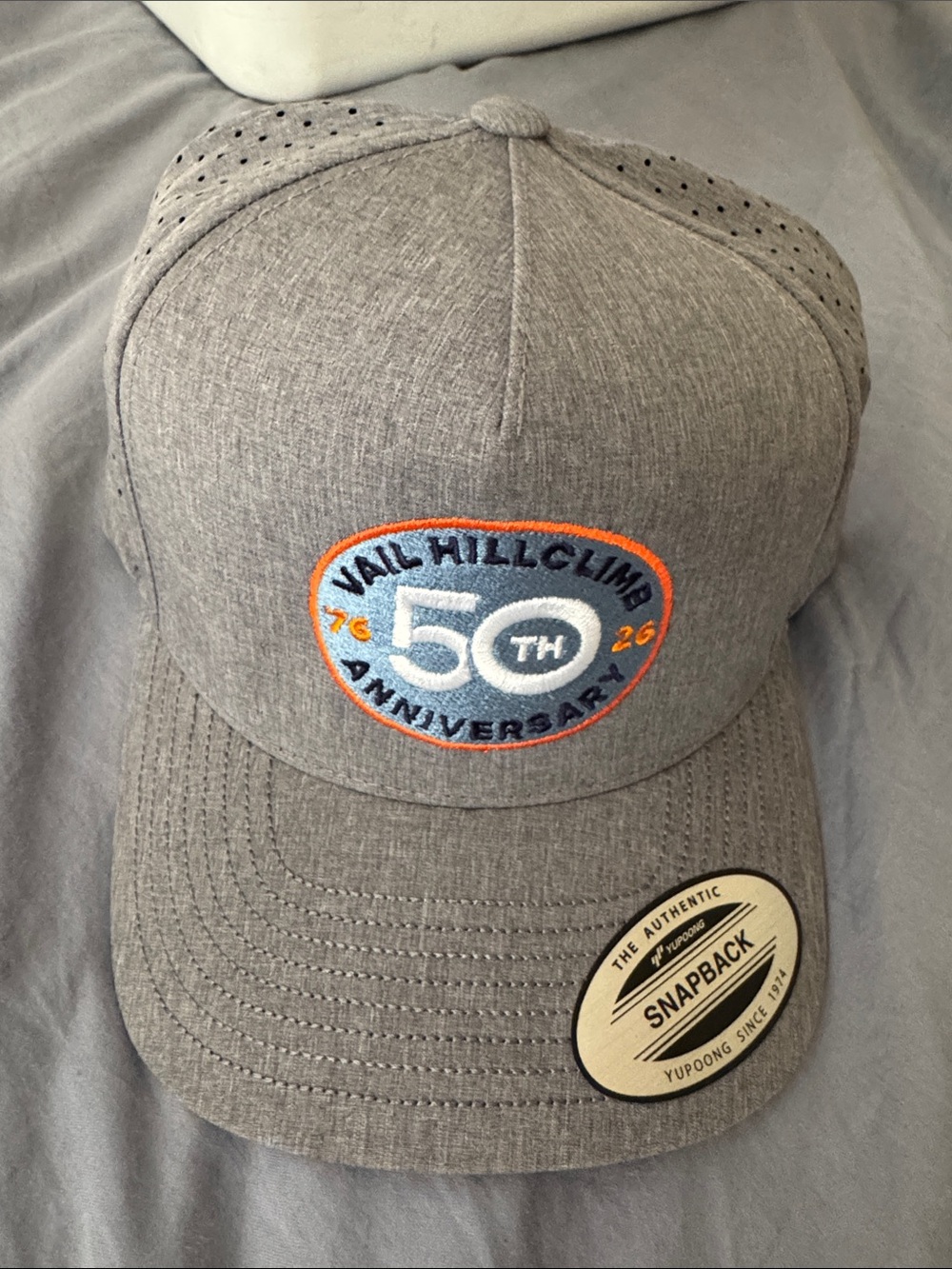 Vail Hill Climb 50th Anniversary Gray Snapback Hat women men Colorado